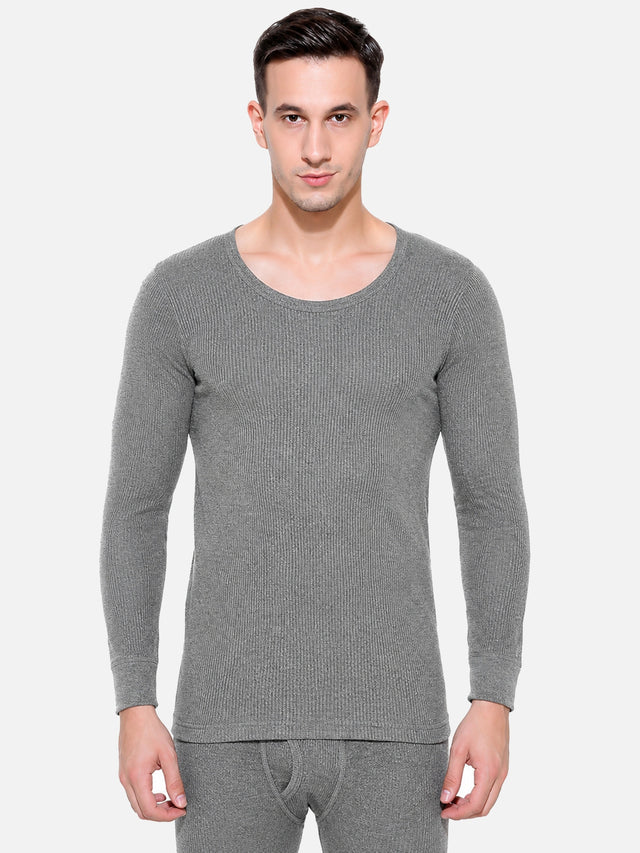 Men Thermal Top with Round Neck and Full Sleeves for Winter Wear, Warm Base Layer Comfort and Regular Use