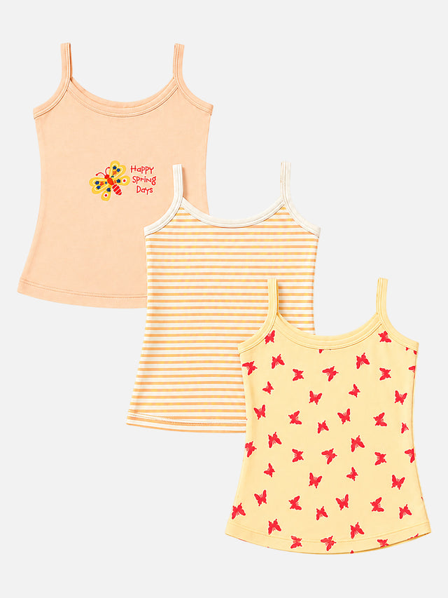 Baby Girls 100% Cotton Camisole Sleeveless Vest for Soft Breathable Everyday Comfort and Easy Layering - Pack of 3