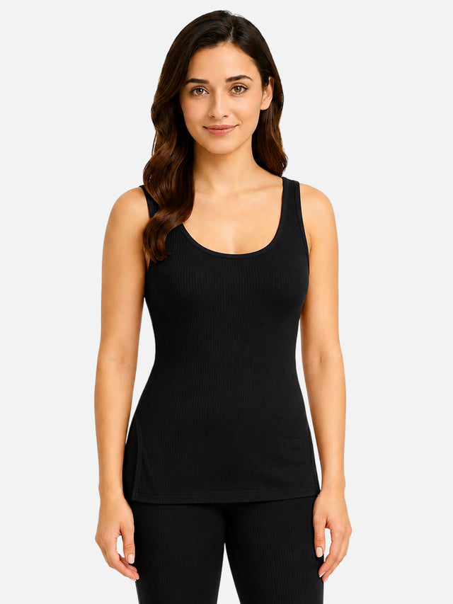 Women Cotton Antibacterial Sleeveless Thermal Top with Round Neck Regular Fit for Winter Layering Comfort - Pack of 1