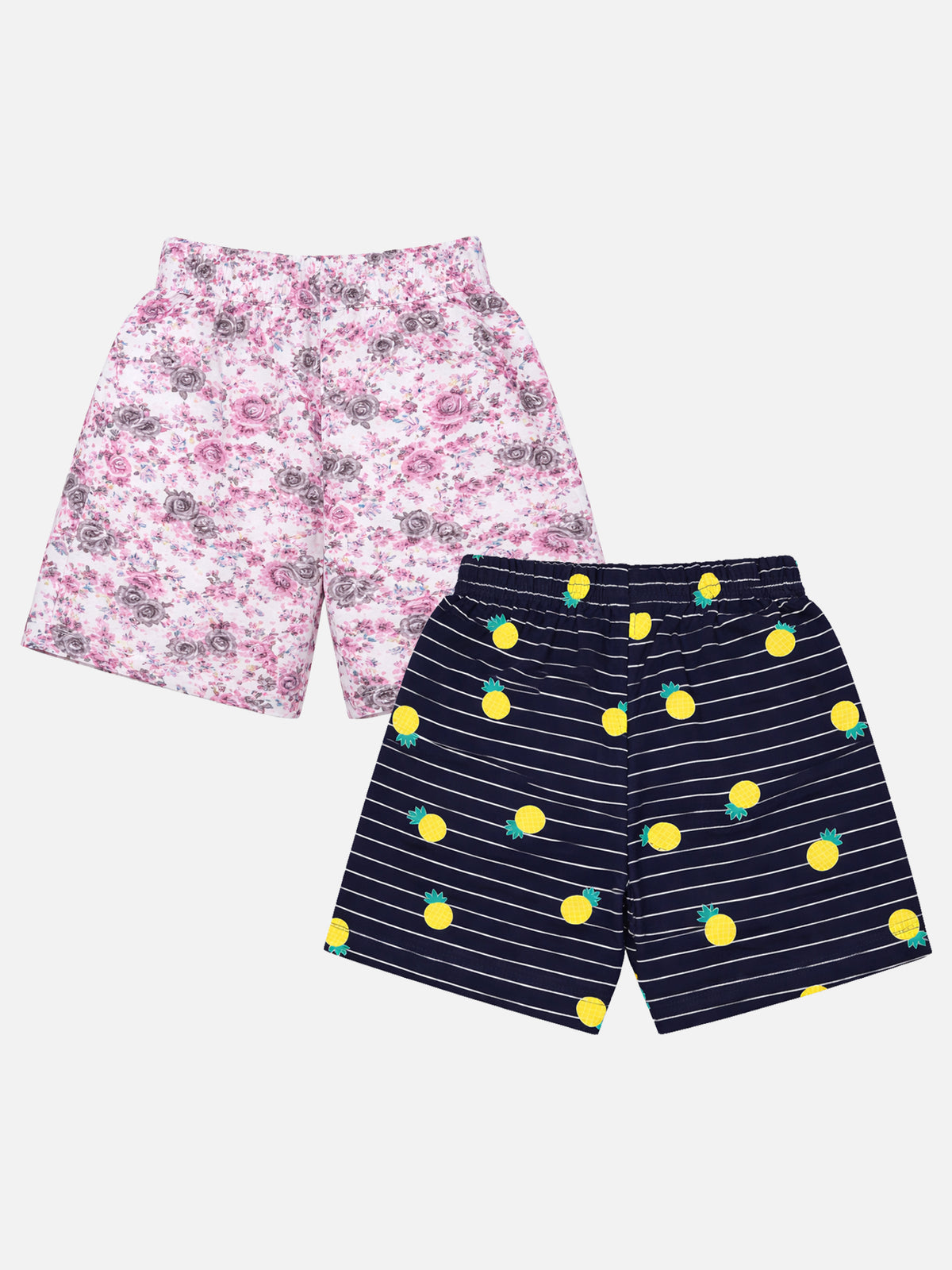 Girls 100% Cotton Shorts with Inner Elastic for Casual Comfort, Easy Movement and Daily Wear - Pack of 3