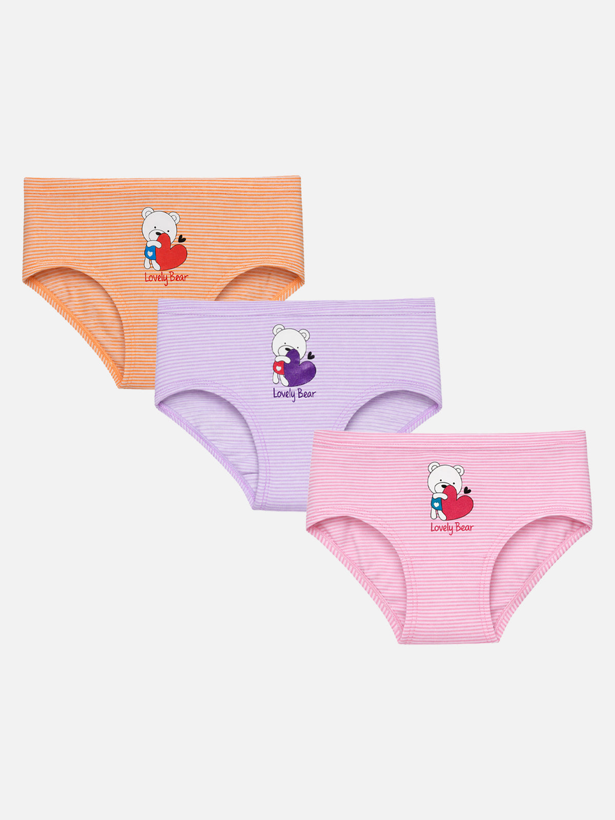 Girls Innerwear Panty Cotton Spandex Soft Brief with Inner Elastic for Everyday Comfort and Easy Movement - Pack of 3