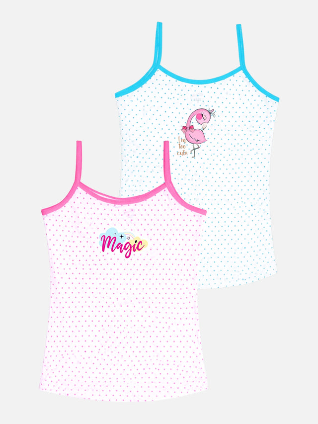 Girls 100% Cotton Vest Round Neck Dori Neck Pack of 2 - Bodycare
