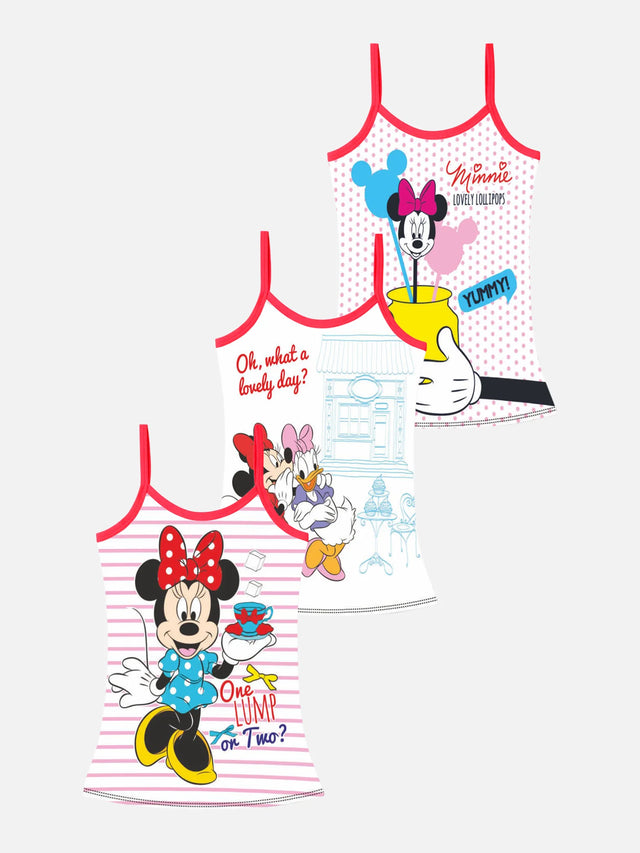 Girls Minnie & Friends Vest Dori Neck Sleeveless Pack of 3 - Bodycare