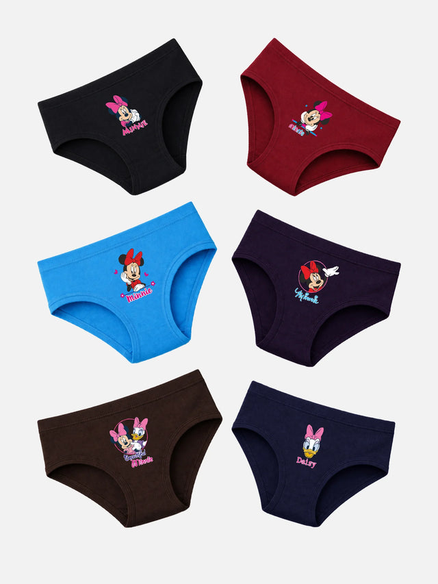 Girls Minnie & Friends Cotton Spandex Panty Inner Elastic Pack of 6 - Bodycare