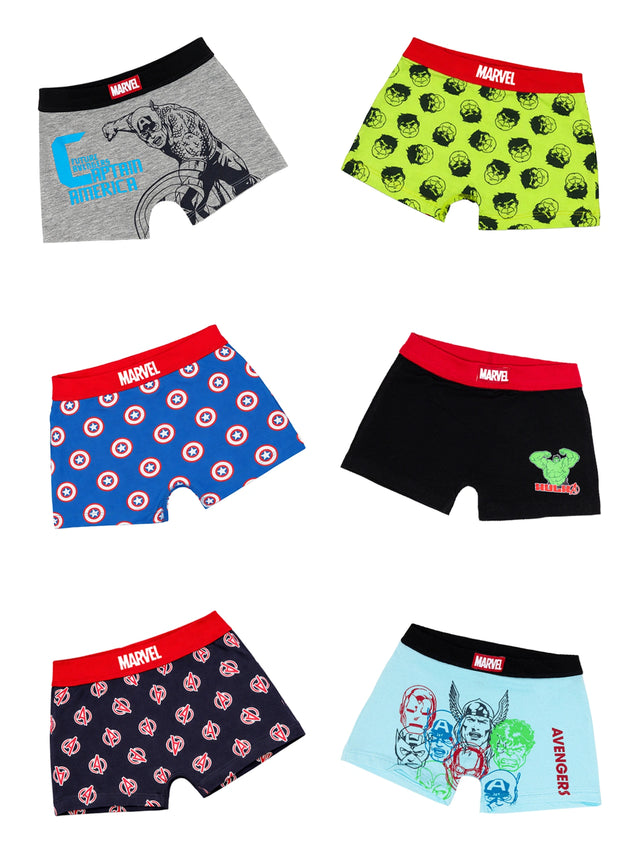 Boys Avengers 100% Cotton Trunk Lycra Waistband Pack of 6 - Bodycare