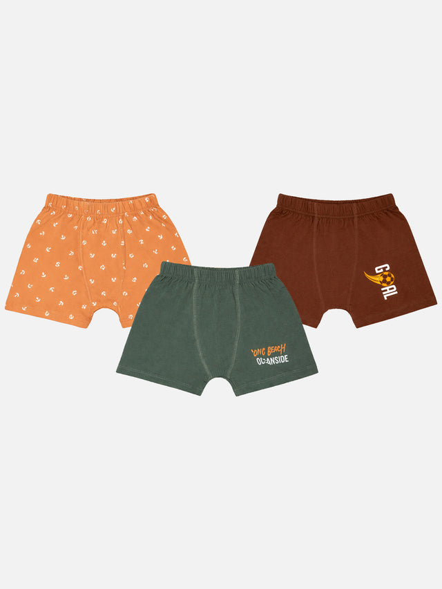 Boys Organic Cotton Inner Elastic Trunk for Everyday Innerwear Comfort and Practical Wardrobe Rotation - Pack of 3