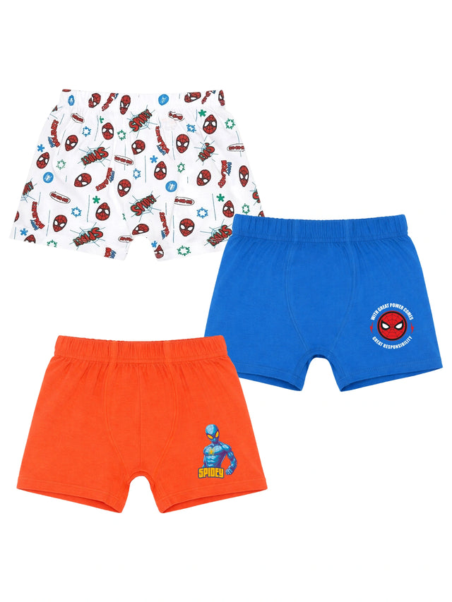 Boys Spiderman 100% Cotton Trunk Inner Elastic Pack of 3 - Bodycare