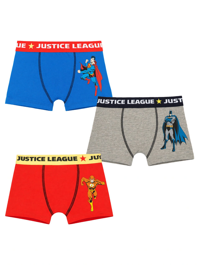 Boys Justice League Cotton Spandex Trunk Top Elastic Stretch Pack of 3 - Bodycare