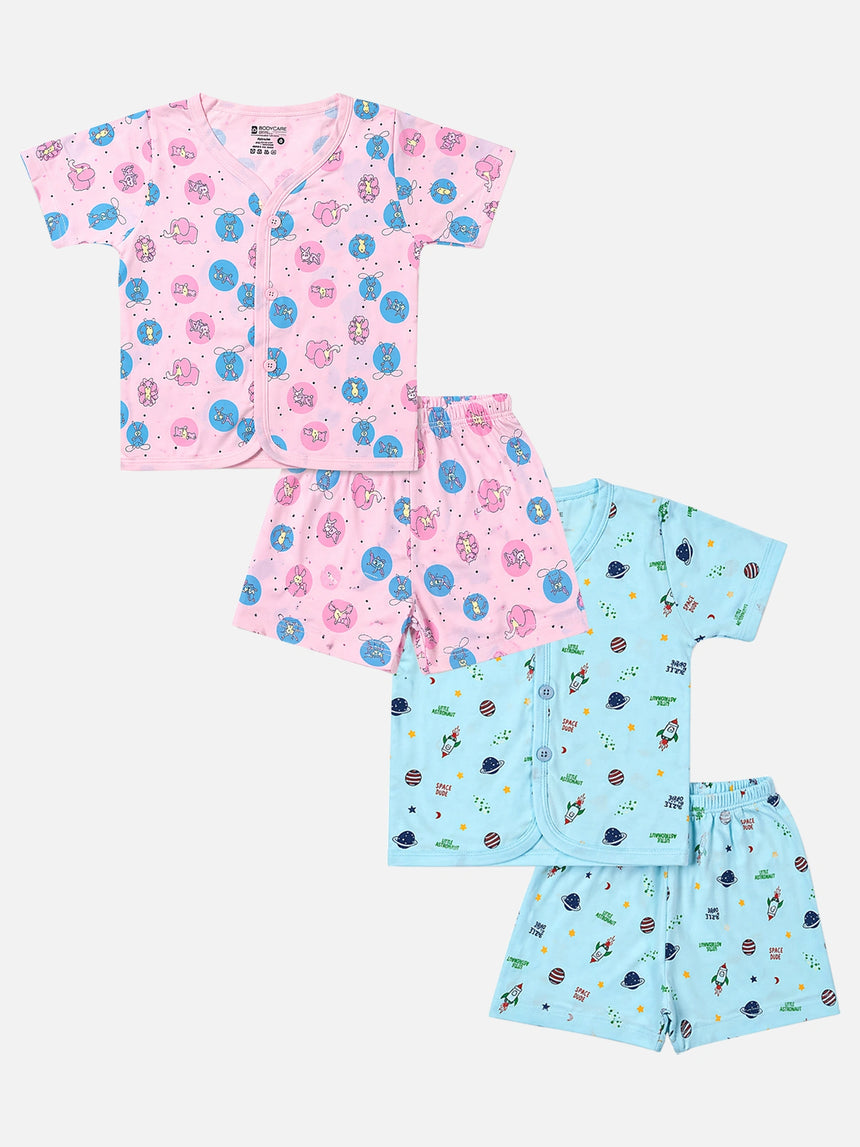 Baby Front Open Half Sleeves Short Suit Single Jersey