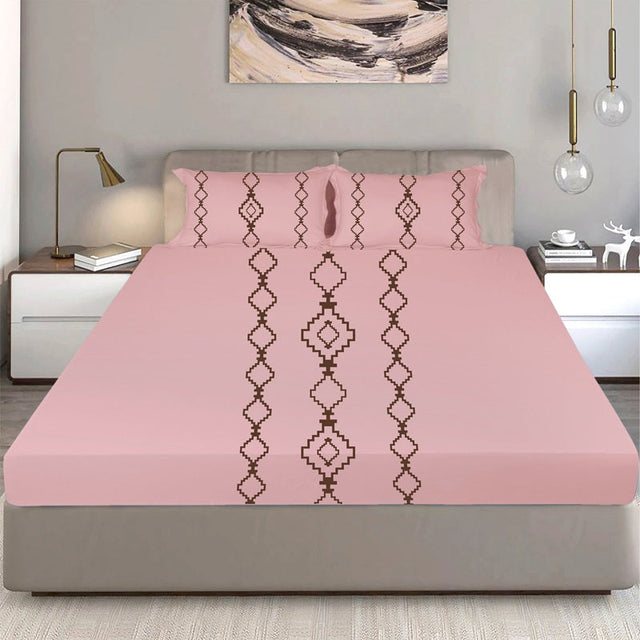 King Size Cotton Bedsheet Burgundy Geometric - Bodycare