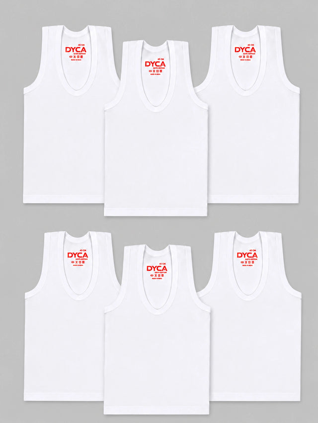 Boys Cotton Vest with Round Neck Sleeveless Design for Comfortable Innerwear Essentials and Regular Use - Pack of 6