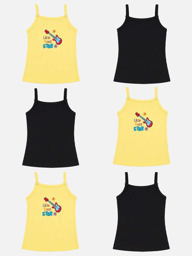 Girls Sleeveless Vest Camisole Design for Comfortable Everyday Innerwear Essentials and Regular Use - Pack of 6