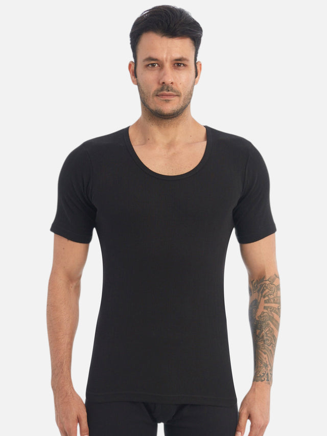Men Round Neck Half Sleeves Thermal Top for Winter Base Layering, Cold-Weather Comfort and Everyday Warm Innerwear Essentials