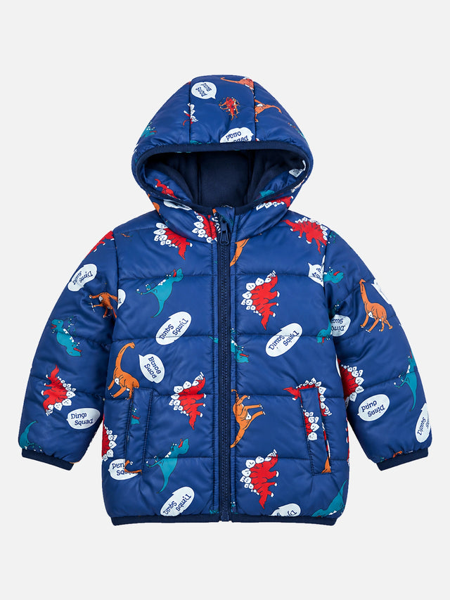 Baby Boys Polyester Quilted Hooded Winter Jacket with Full Sleeves and Comfortable Cold-Weather Outerwear