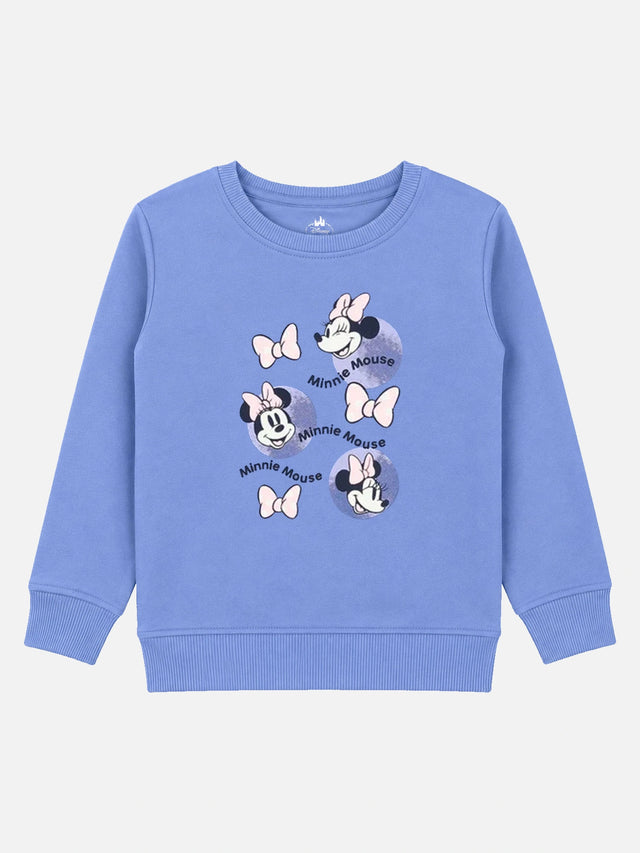 Baby Girls Minnie & Friends Printed Round Neck Full Sleeve Sweatshirt for Casual Winter Wear and Everyday Comfort