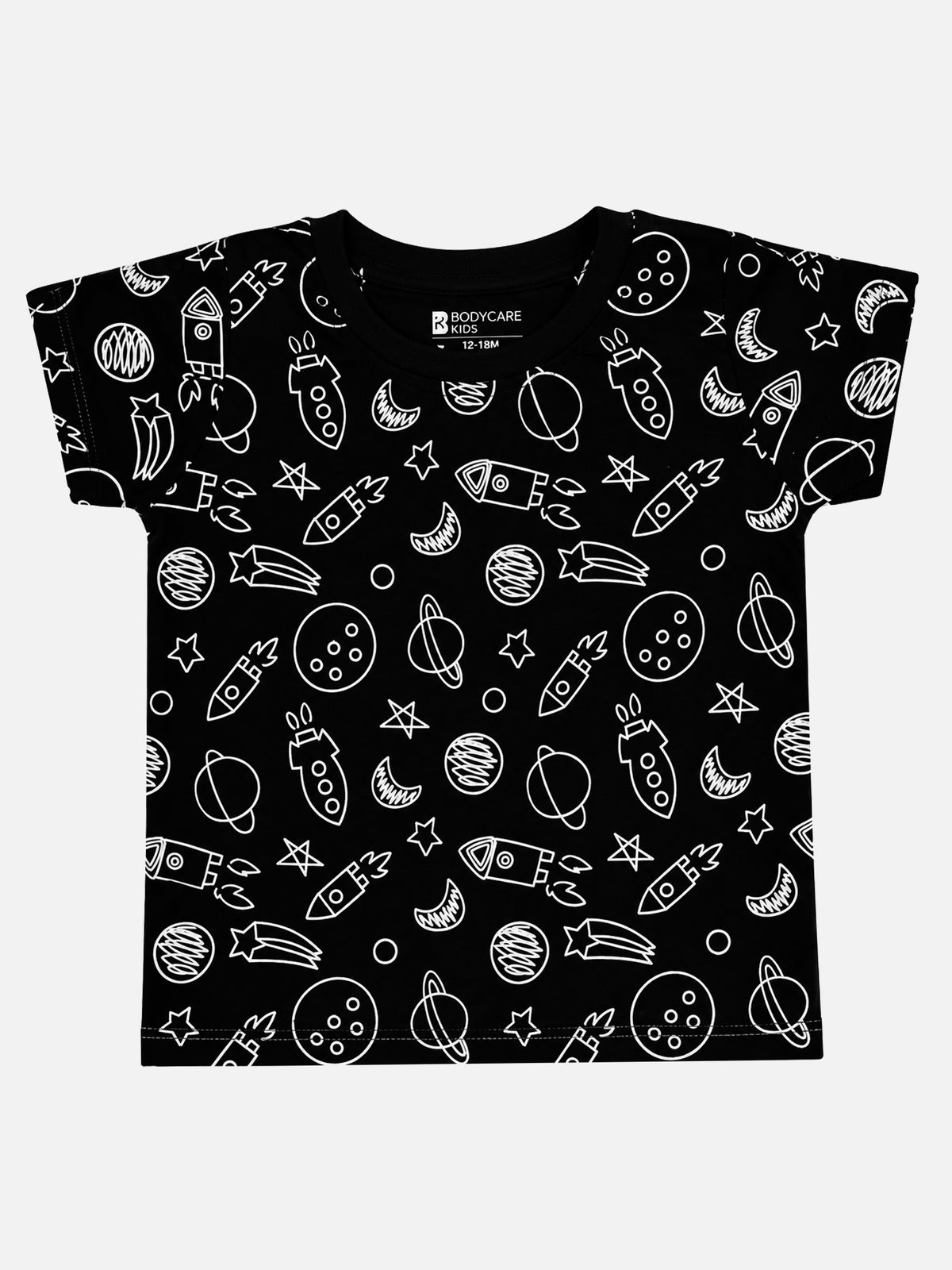 Baby Boys 100% Cotton Round Neck Half Sleeve Printed T-Shirt with Breathable Fabric and Regular Fit - Pack of 1