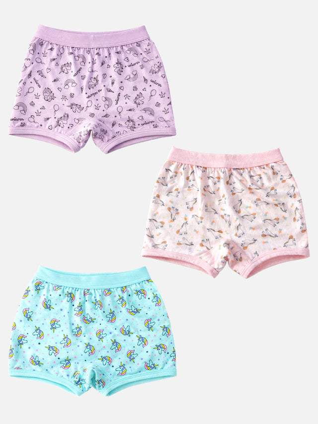 Unisex 100% Cotton Bloomer with Lycra Band for Everyday Innerwear Comfort, Secure Fit and Regular Use - Pack of 3
