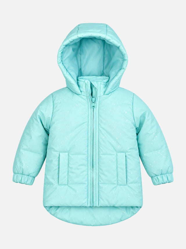 Baby Girls Polyester Quilted Hooded Winter Jacket with Full Sleeves and Comfortable Outerwear Styling