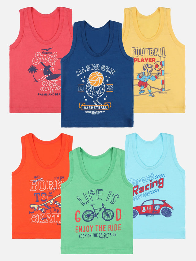 Boys Vest Round Neck Sleeveless Pack of 6