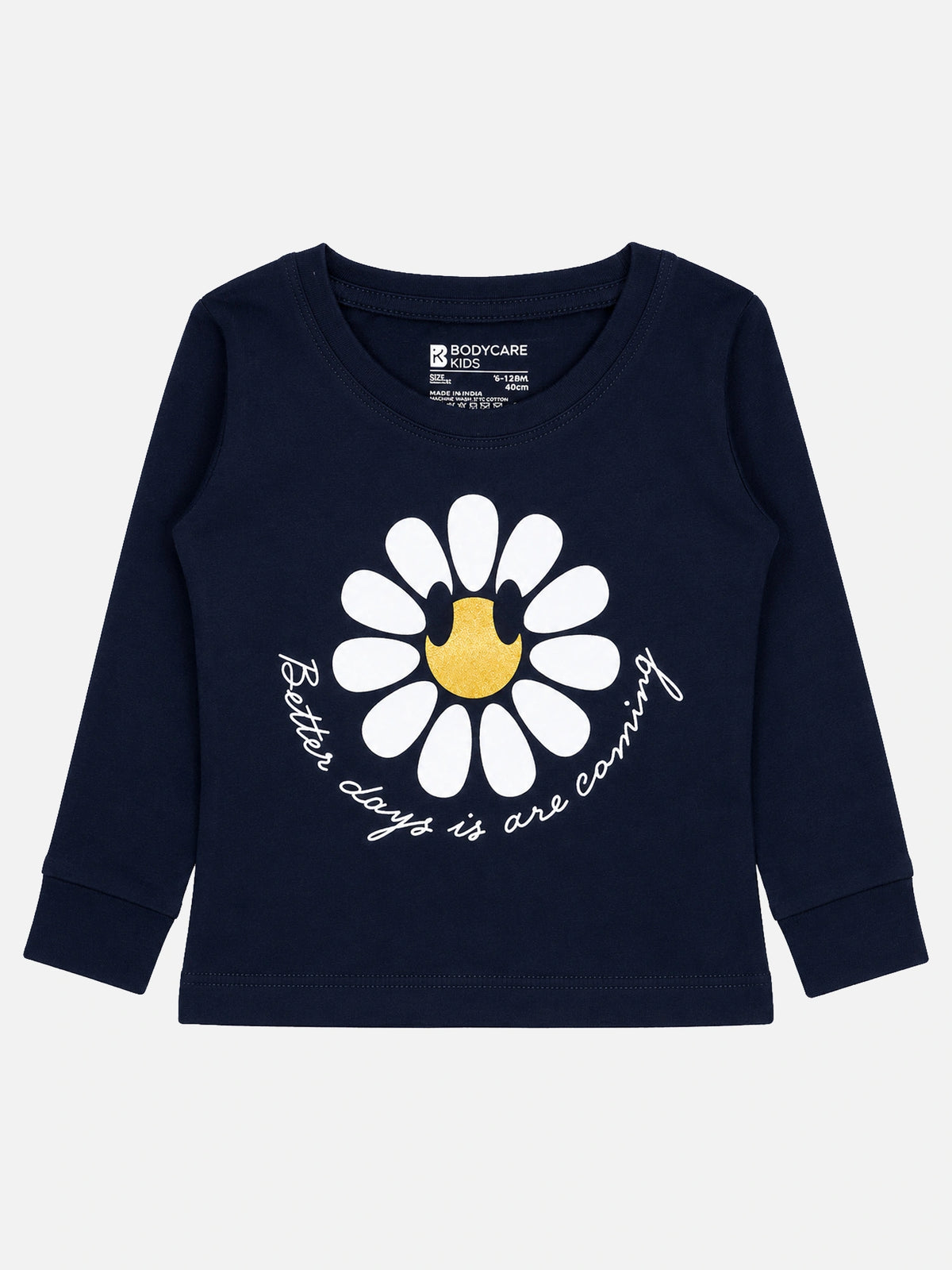 Baby Girls Solid T-Shirt Round Neck Full Sleeves Casual Wear Top for Playtime, Travel and Everyday Outfits - Pack of 1