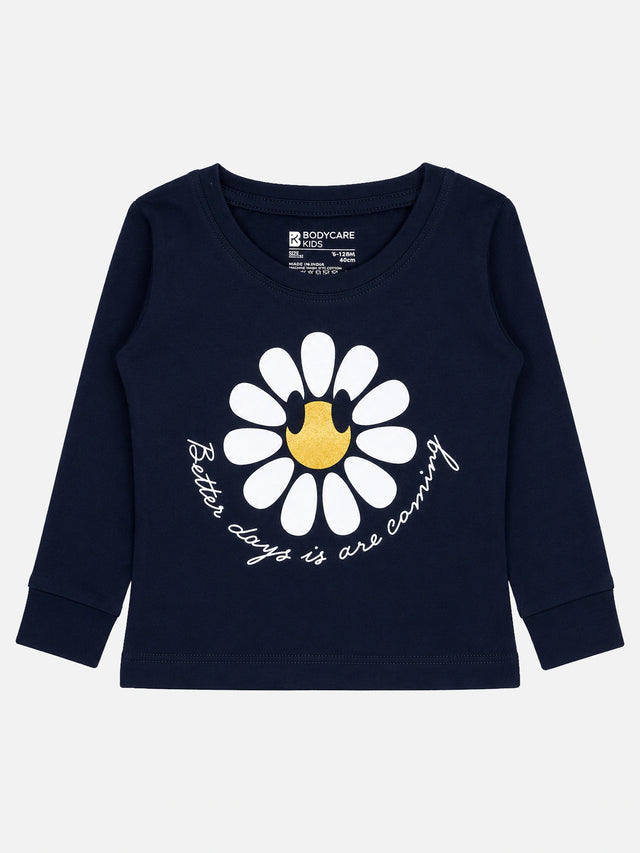 Baby Girls Solid T-Shirt Round Neck Full Sleeves Casual Wear Top for Playtime, Travel and Everyday Outfits - Pack of 1
