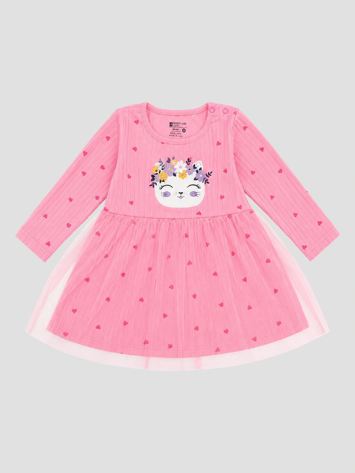 Baby Girls Lycra Rib Frock with Regular Fit for Casual Wear, Easy Movement, Everyday Comfort and Regular Use