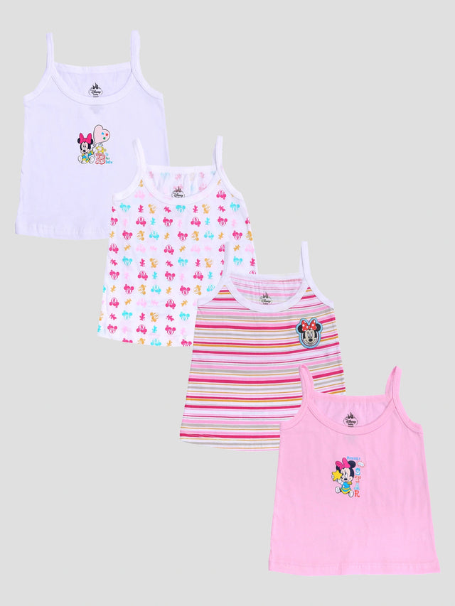 Baby Girls Minnie & Friends Innerwear Vest Sleeveless for Everyday Comfort, Easy Layering and Wardrobe Essentials - Pack of 4