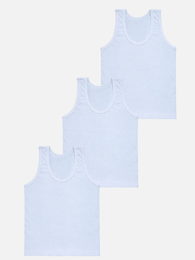 Boys Innerwear Vest Round Neck Sleeveless Regular Fit for Everyday Innerwear Comfort, Easy Layering and Regular Use - Pack of 3