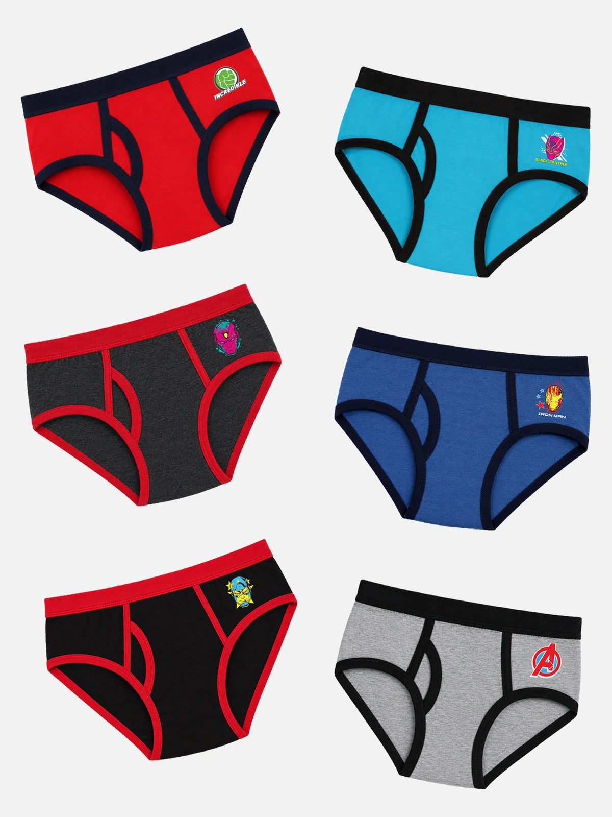 Boys Cotton Spandex Innerwear Brief with Stretch Lycra Band for Everyday Comfort and Secure Fit - Pack of 6