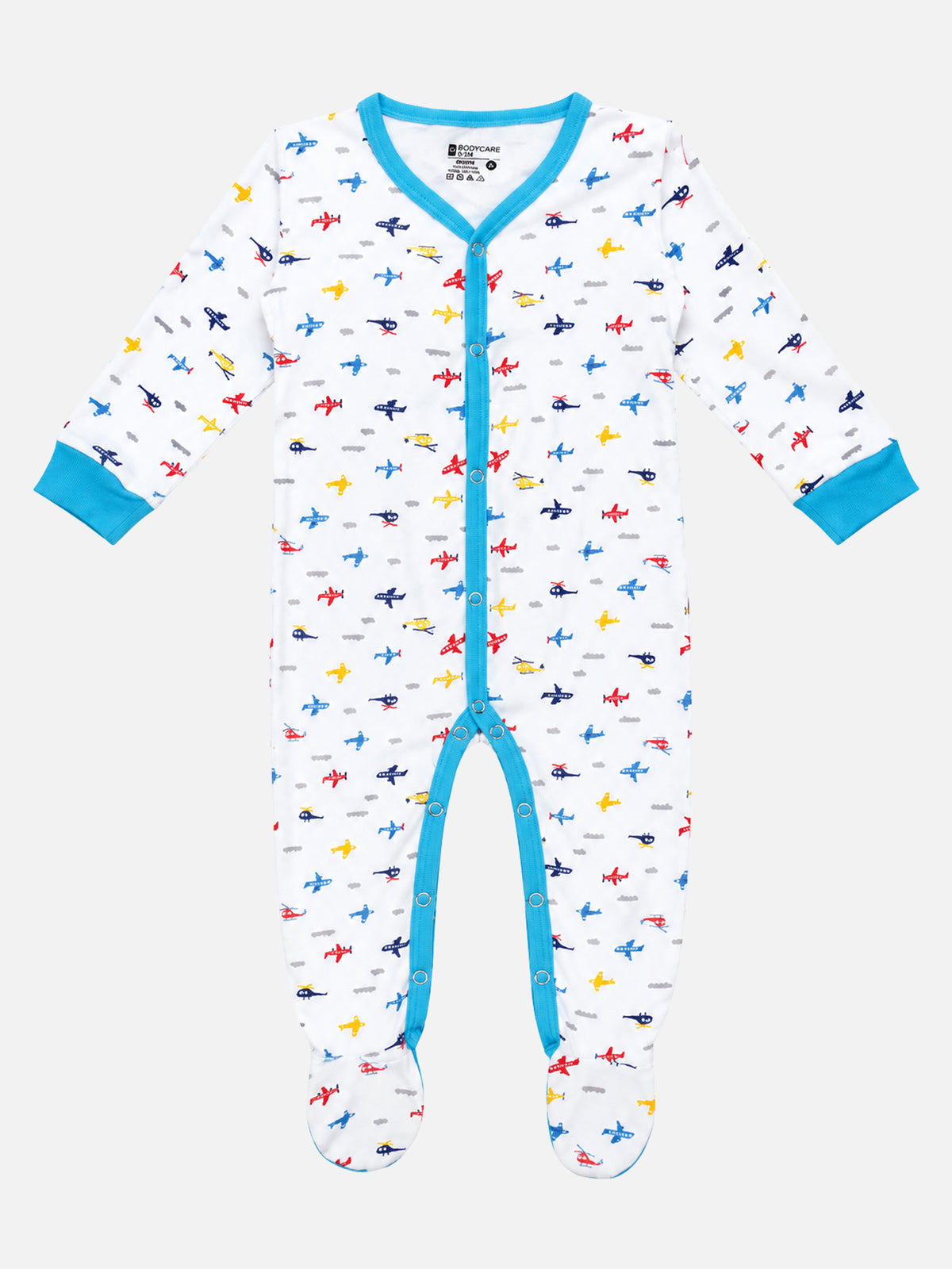 Unisex Baby Front Open Full Sleeve Romper in 100% Cotton for Sleepsuit Comfort and Easy Everyday Dressing