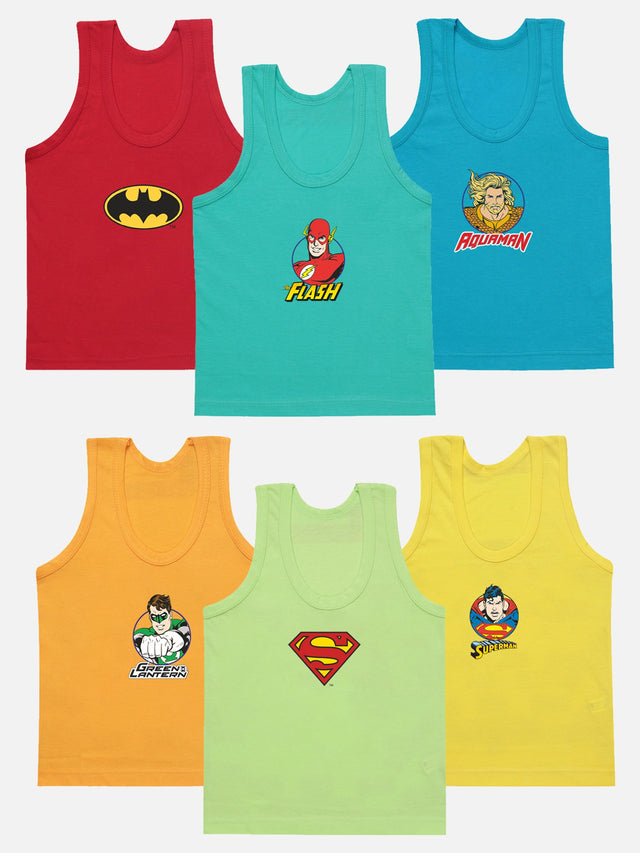 Boys Cotton Vest with Round Neck Sleeveless Design for Everyday Innerwear Comfort and Regular Use - Pack of 6