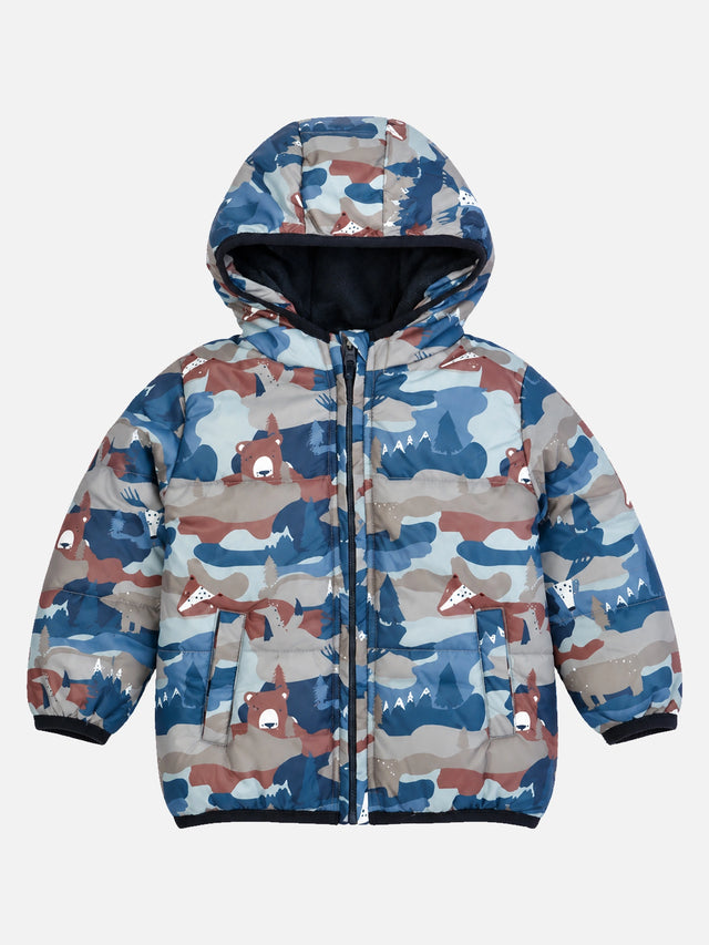 Baby Boys Polyester Quilted Hooded Winter Jacket with Full Sleeves and Comfortable Outerwear Styling