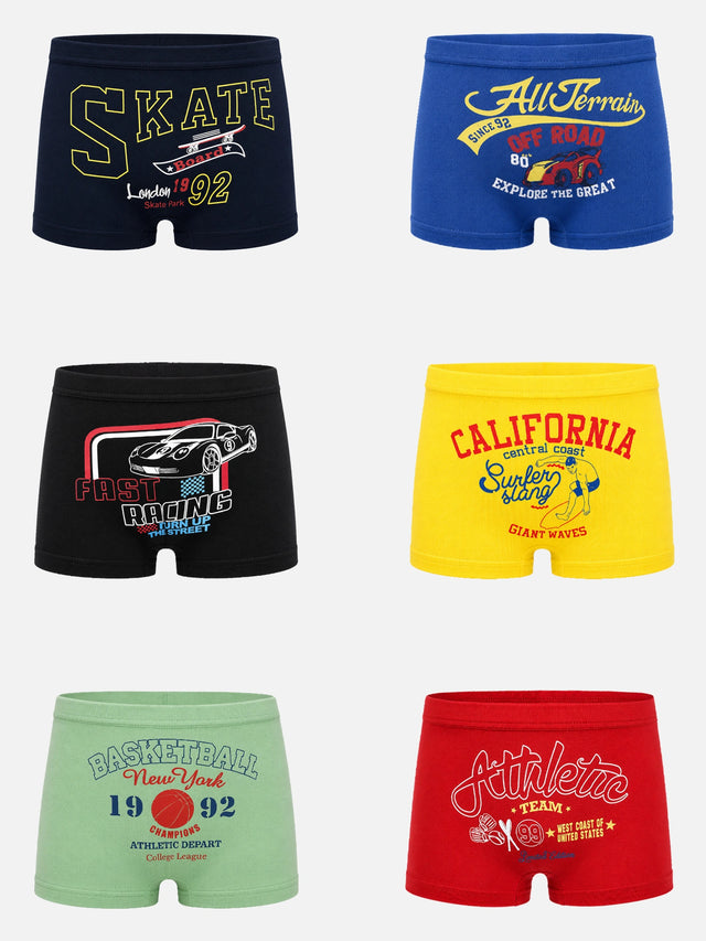 Boys 100% Cotton Trunks with Inner Elastic for Everyday Innerwear Comfort and Regular Use Essentials - Pack of 6