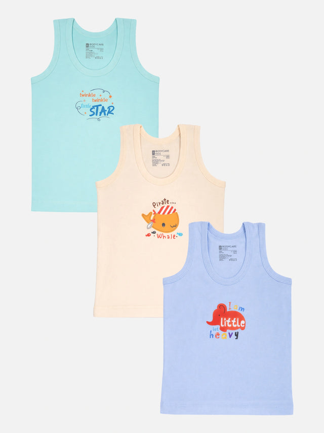 Baby Boys Sleeveless Round Neck Vest Innerwear for Daily Comfort, Easy Movement and Wardrobe Essentials - Pack of 3