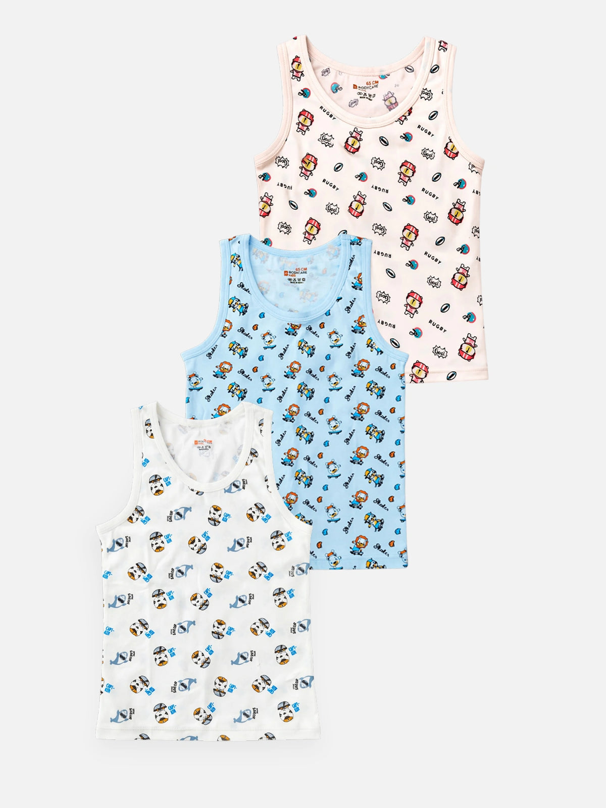 Boys Round Neck Sleeveless Innerwear Vest for Everyday Comfort, Regular Use and Easy Layering - Pack of 3