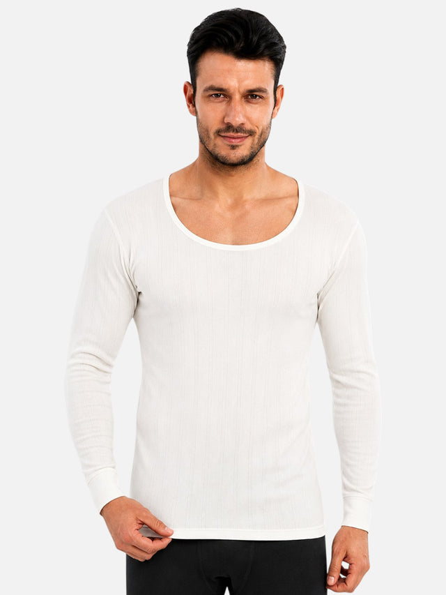 Men Thermal Top with Round Neck Full Sleeves, Thin Fabric High Warmth Comfort and Winter Innerwear Essential