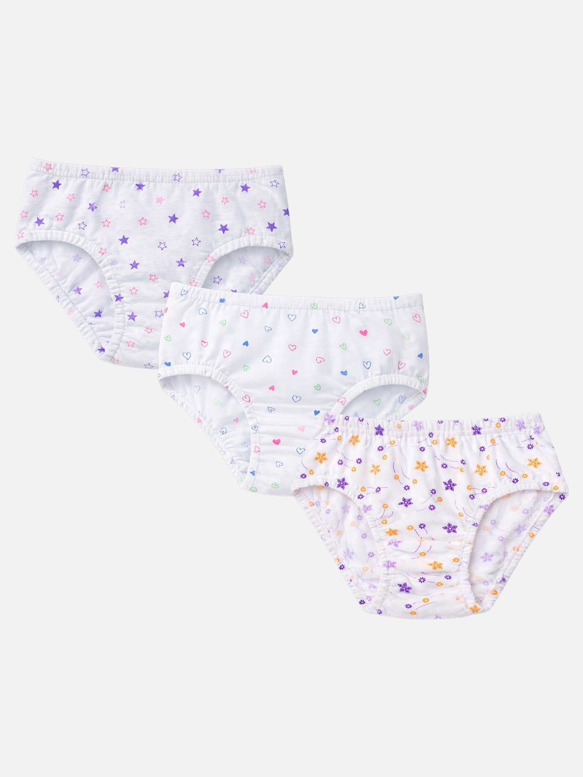 Girls Cotton Hipster Panty Underwear with Inner Elastic for Comfortable Daily Wear and Easy Movement - Pack of 3