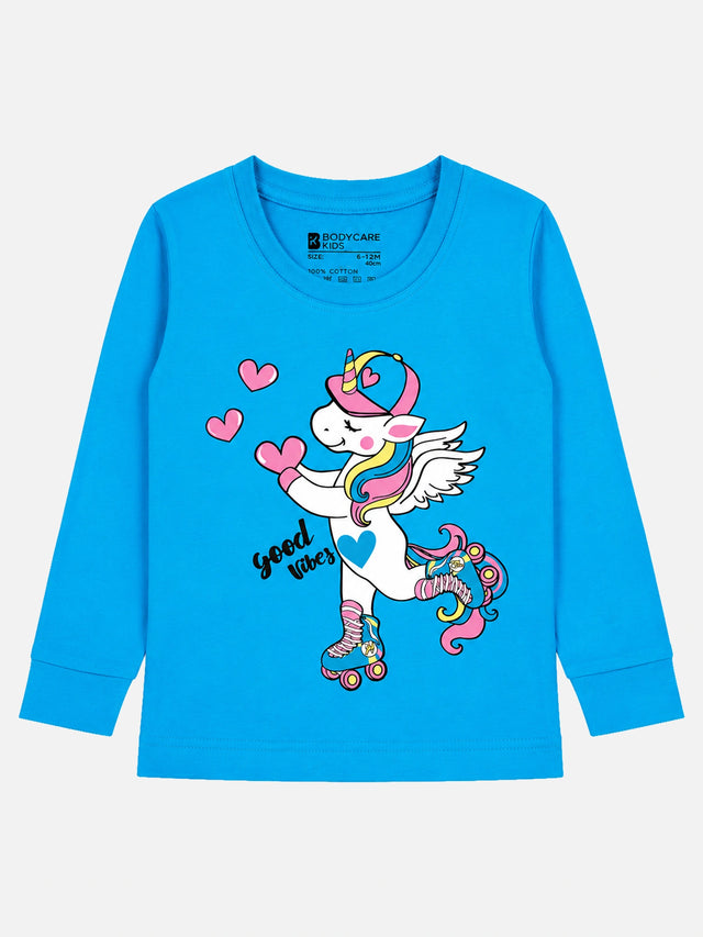 Baby Girls Solid T-Shirt Round Neck Full Sleeves Casual Wear Top for Playtime, Travel and Everyday Outfits - Pack of 1