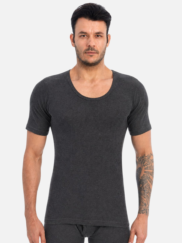 Men Round Neck Half Sleeves Thermal Top for Winter Base Layering, Cold-Weather Comfort and Everyday Warm Innerwear Essentials
