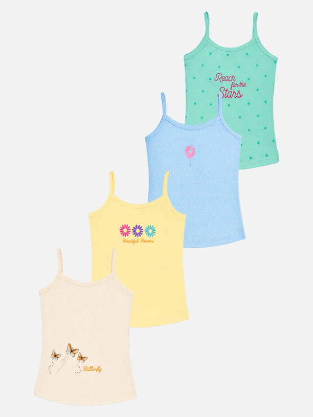 Girls Organic Cotton Vest Round Neck Dori Neck Pack of 4 - Bodycare