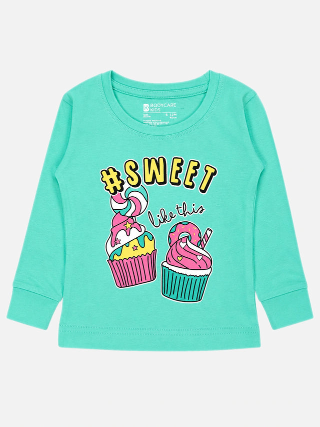 Baby Girls Solid T-Shirt Round Neck Full Sleeves Casual Wear Top for Playtime, Travel and Everyday Outfits - Pack of 1