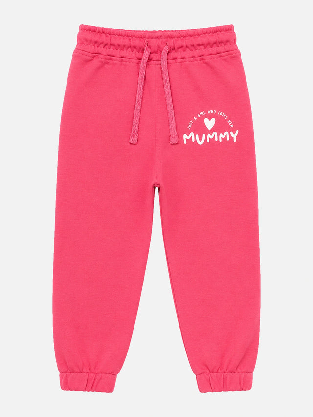 Baby Girls Interlock Track Pant with Printed Regular Fit for Casual Wear, Lounge Comfort and Easy Movement