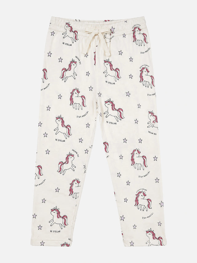 Baby Girls Interlock Cotton Track Pant with Regular Fit for Casual Wear, Jogger Comfort and Easy Movement