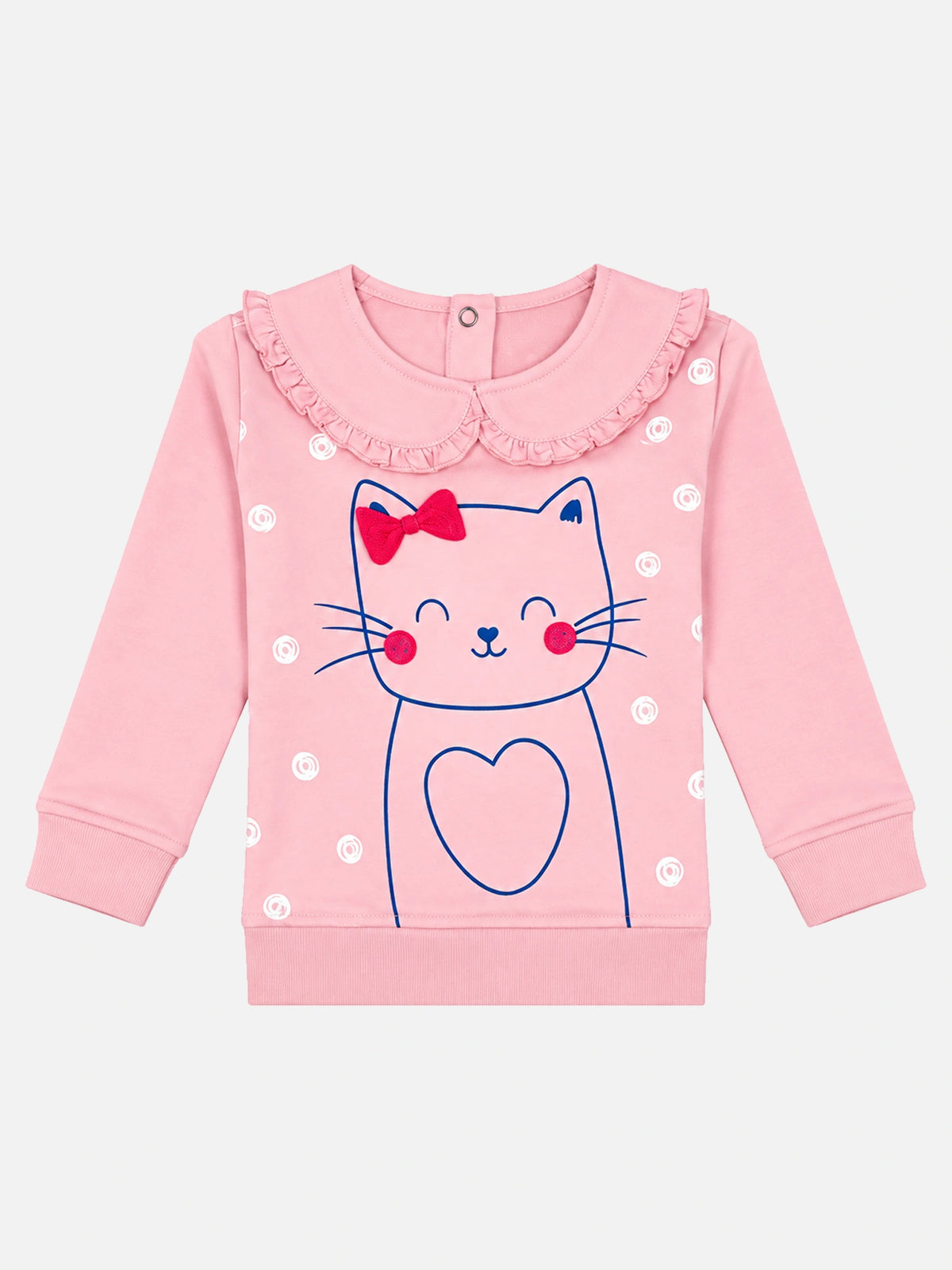 Baby Girls Terry Round Neck Sweatshirt with Regular Fit for Cozy Casual Wear and Everyday Comfort - Pack of 1