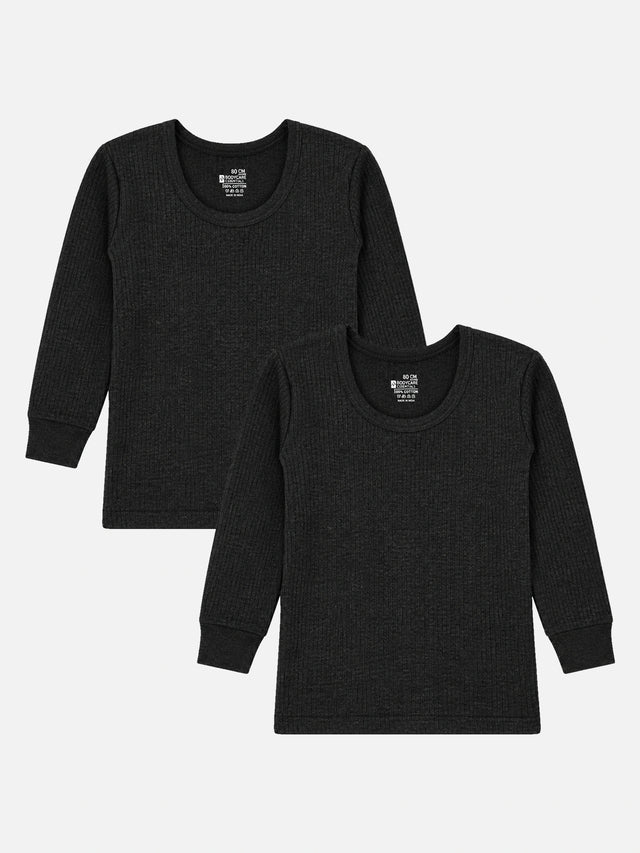 Unisex Antibacterial Round Neck Full Sleeve Thermal Top for Winter Innerwear Comfort and Warm Base Wear - Pack of 2