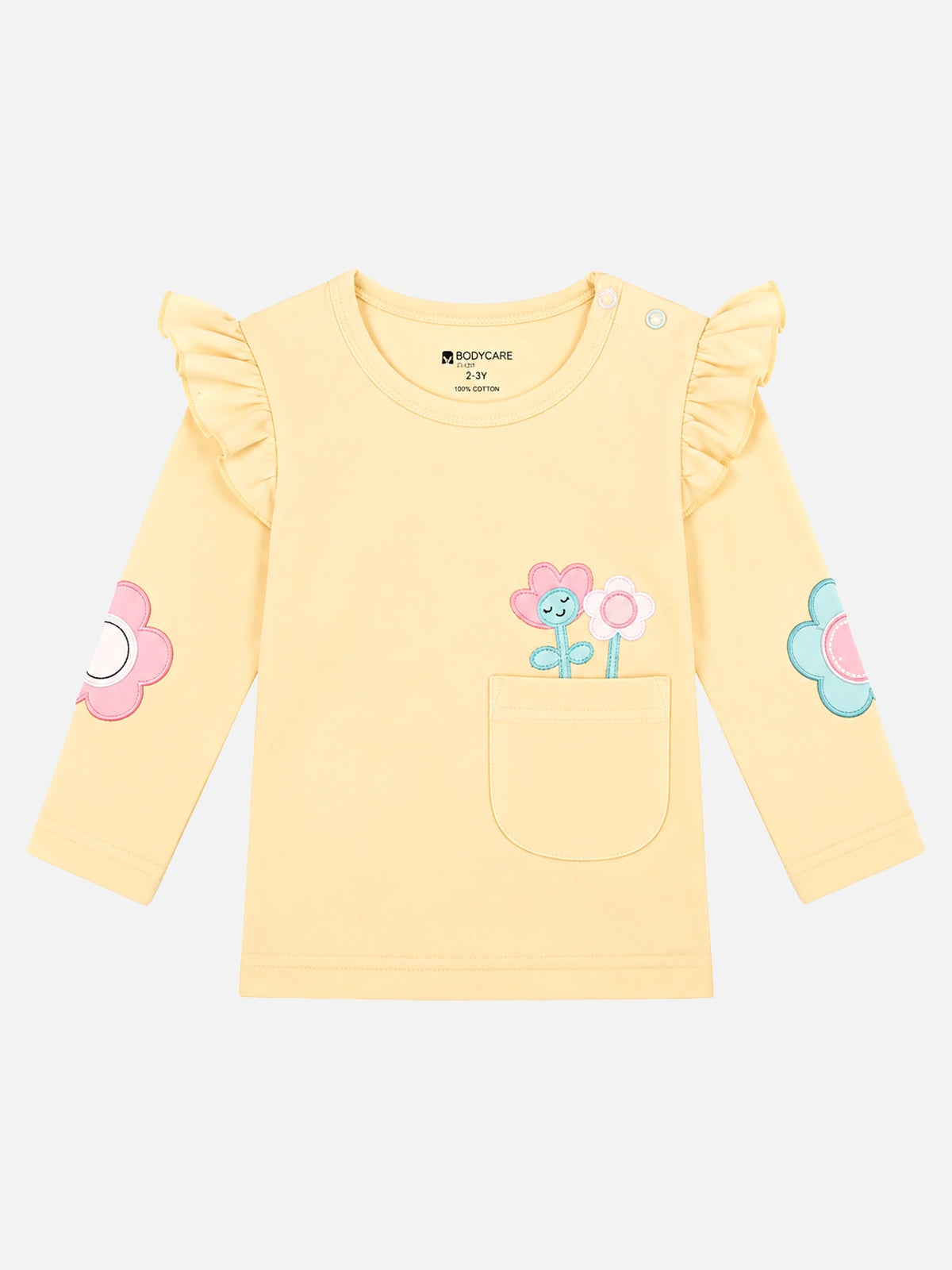 Baby Girls Interlock Cotton T-Shirt with Regular Fit and Soft Breathable Fabric for Casual Everyday Comfort