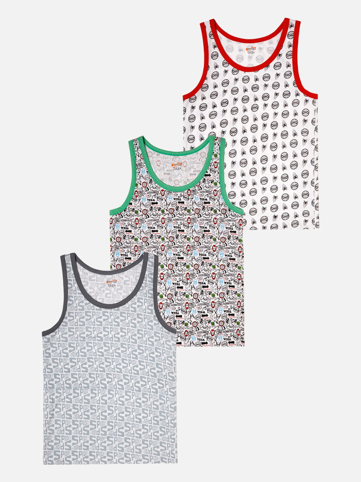 Boys Round Neck Sleeveless Innerwear Vest for Everyday Comfort, Regular Use and Easy Layering Under Clothing - Pack of 3