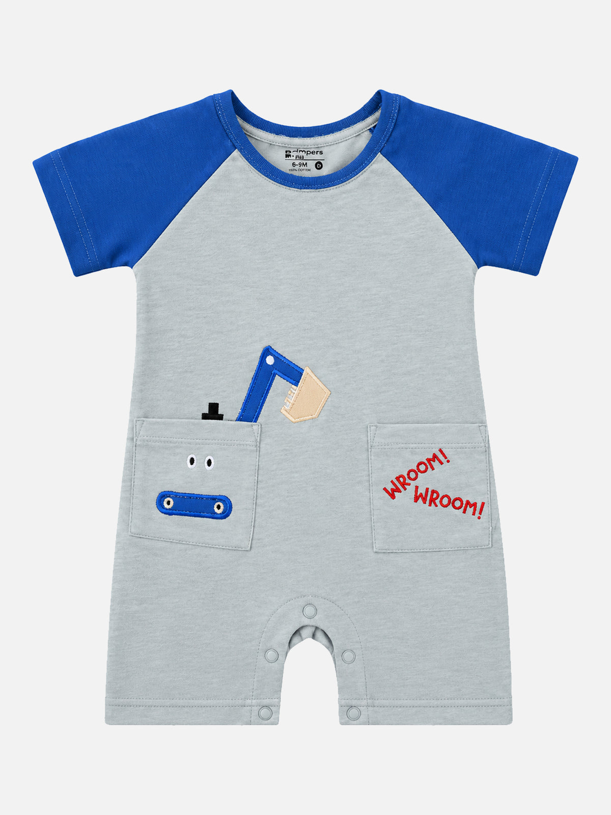 Baby Boys 100% Cotton Half Sleeve Romper with Round Neck, Onesie Styling and Comfortable Baby Sleepsuit Use