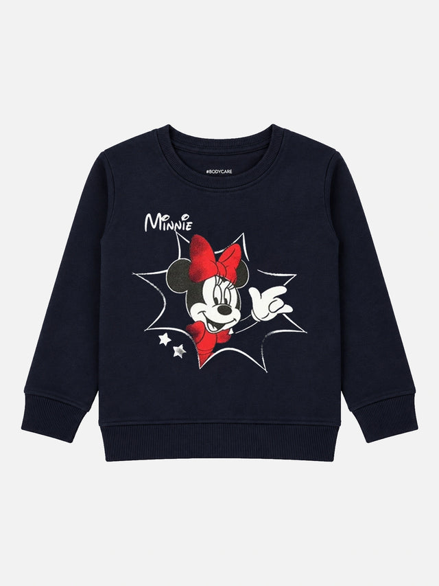 Baby Girls Minnie & Friends Printed Round Neck Full Sleeve Sweatshirt for Casual Styling and Everyday Comfort