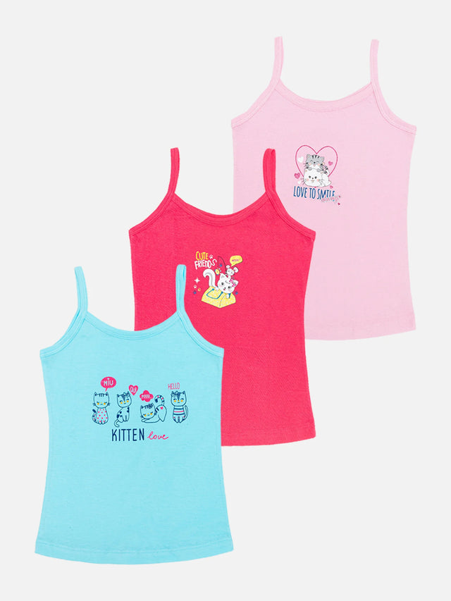 Girls Cotton Vest Round Neck Dori Neck Pack of 3 - Bodycare